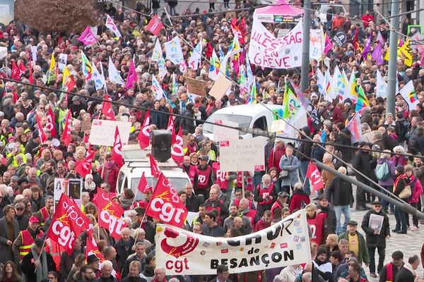 9 janvier 2020, manifestation contre la réforme des retraites à Besançon.