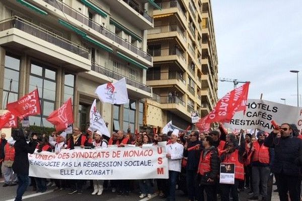 Manifestation en Principauté ce 7 février 2019 à l'appel de l'Union des Syndicats de Monaco.