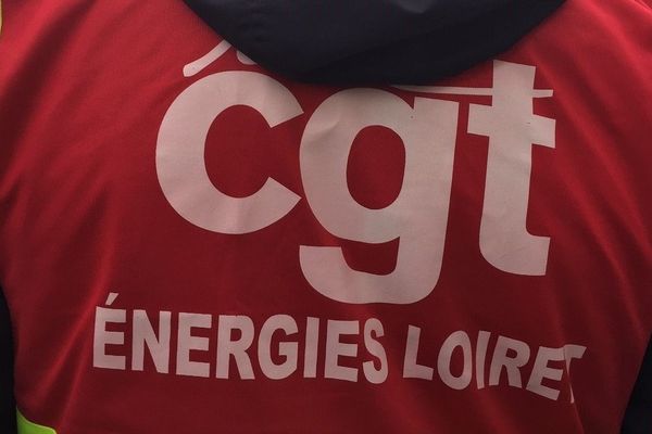 Un militant porte une gilet "CGT énergie" lors de la manifestation du 10 janvier.