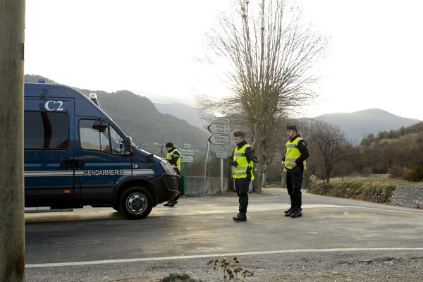 Contrôle de gendarmerie mobile à Sospel le 7 janvier 2017. 