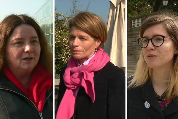 De gauche à droite : Marie-Anne Chapdelaine (Députée socialiste), Isabelle Le Callennec (Députée Les Républicains) et Cécile Baudouin (Candidate "La France insoumise").