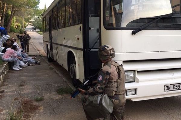 Entraînement aux risques NRBC-e à l'école de police de Nîmes vendredi 19 octobre 2018