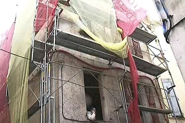 Perpignan - l'immeuble en rénovation où l'ouvrier est décédé après l'effondrement de la toiture - 28 février 2013.