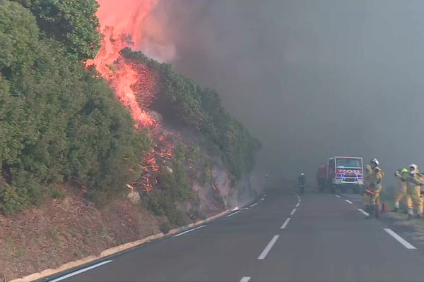 Le feu a traversé la route de Teghime.