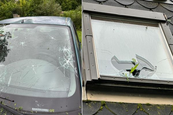 A Tauves, dans le Puy-de-Dôme, la grêle a touché les velux et les voitures.