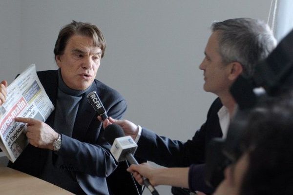 A "Corse-Matin", Bernard Tapie à  Bastia, le 13 mars 2013