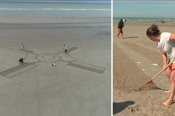 Des participants à la quatrième édition du Beach Art Festival de Fort-Mahon Plage, en 2018.