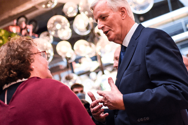 Michel Barnier lors d'un meeting à Nantes le 4 novembre 2021