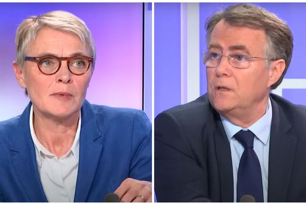 Nathalie Kerrien et Serge Grouard, lors du débat de France 3 Centre-Val de Loire avant le 1er tour des élections municipales de 2020.