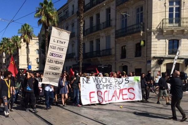 Début du cortège des manifestants contre la loi travail à Montpellier.15 septembre 2016