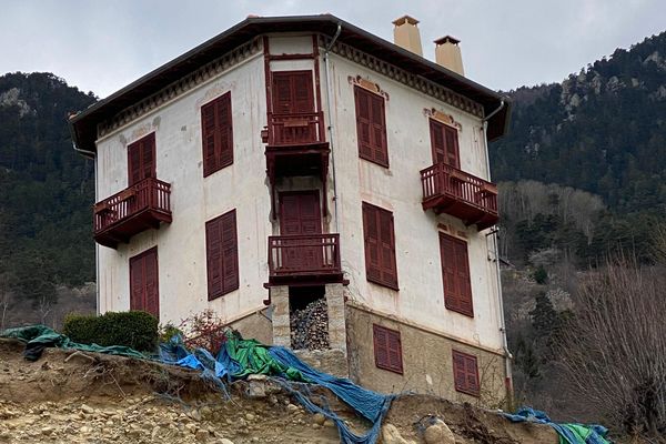 La maison de Célestine après le passage de la tempête Alex, Saint-Martin-Vésubie, avril 2023.