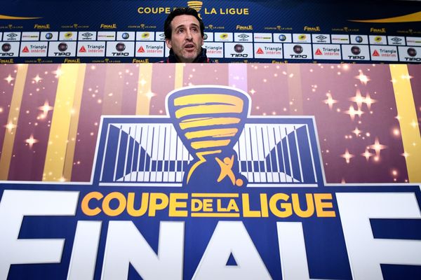 L'entraîneur du PSG, Unai Emery, lors de la conférence de presse d'avant-match au stade Matmut Atlantique de Bordeaux, le 30 mars. 