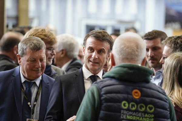 Le Président de la République Emmanuel Macron à l'ouverture du Salon de l'agriculture 2024 porte de Versailles à Paris.