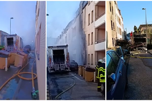 Un impressionnant incendie de véhicules a eu lieu, lundi 22 avril 2024, rue Sablée à Rouen.