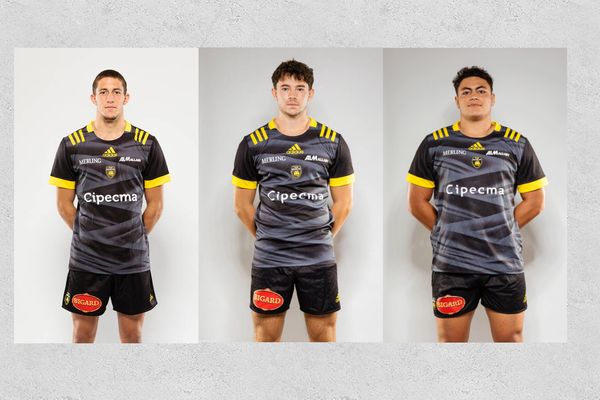 De gauche à Droite Oscar Jegou, Hugo Reus et Louis Penverne. Les 3 Rochelais vont jouer la fianle de coupe du monde de rugby U20 face à l'Irlande