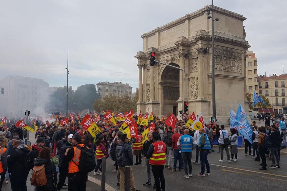 Demonstration of railway workers in Marseille, against the opening of competition on the TER Nice-Marseille line