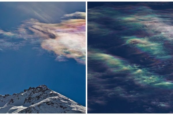 Les belles couleurs du nuage iridescent photographié par Pierre Huart au dessus du col du Mont-Cenis, en Savoie. 