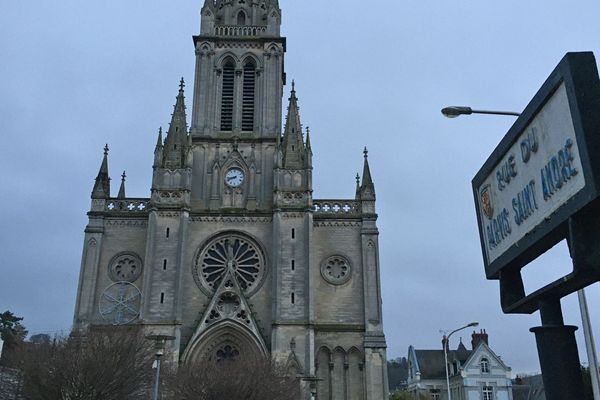 La façade de l'église Saint-André à Mont-Saint-Aignan le 13 janvier 2020