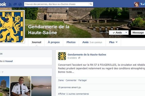 La page Facebook de la Gendarmerie de Haute-Saône