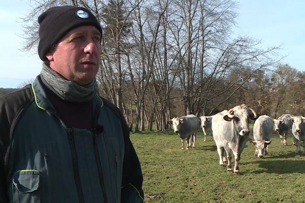 Ludovic Calvet à la tête d'un troupeau de 250 bovins est l'éleveur choisi pour accueillir Gabriel Attal, le 26 janvier 2024.