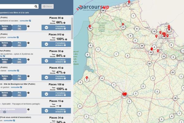 Carte interactive Parcoursup