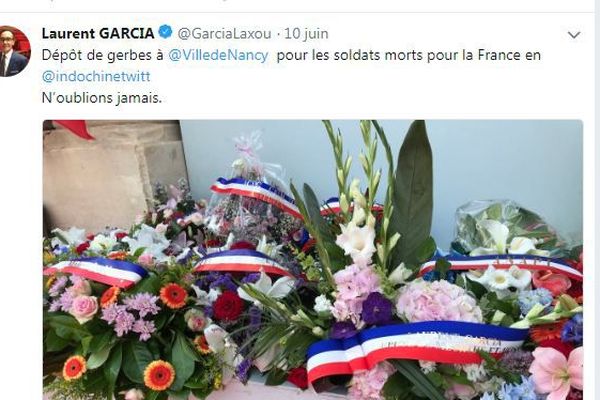 capture d'écran du tweet "Indochine" du député de Meurthe-et-Moselle, Laurent Garcia, samedi 9 juin 2018.