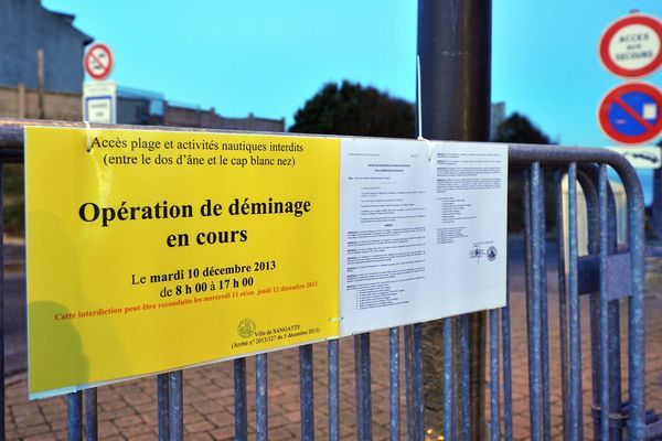 Opération de déminage à Sangatte. 