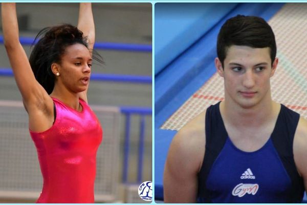 Emilie Wambote du Cercle Paul Bert de Rennes , vice-championne de France 2018 en tumbling et Julian Chartier, médaille de bronze en trampoline