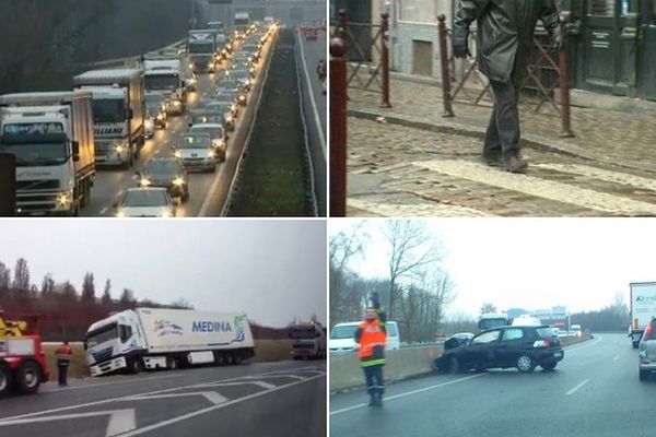 Accidents, bouchons et chutes dans le Nord Pas-de-Calais. 