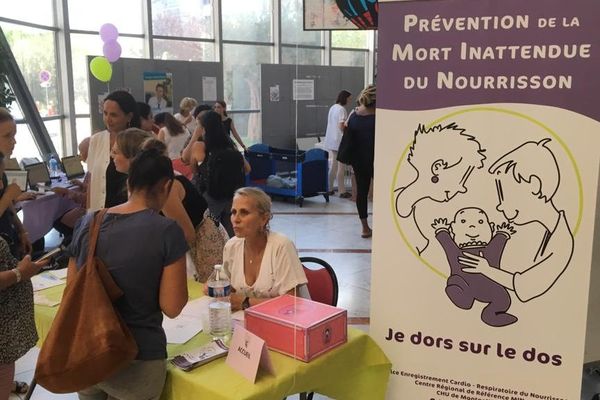 Lors de la journée de prévention concernant la Mort Inattendue du Nourrisson, au cœur du CHU de Montpellier. / 17 septembre 2019.