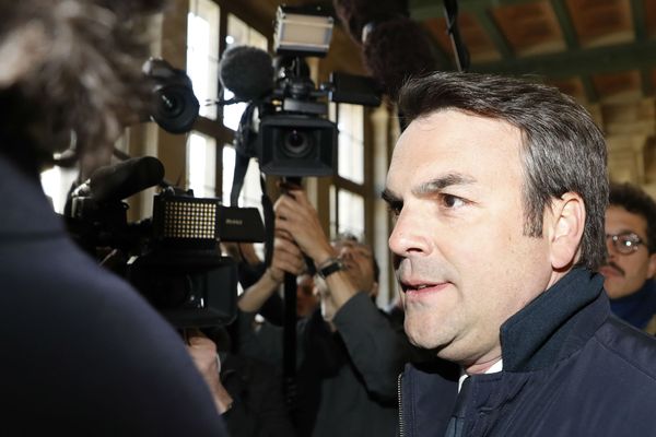 Thomas Thévenoud, à son arrivé au tribunal de Paris, le 19 avril 2017.