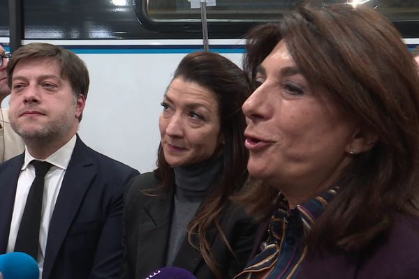 Benoît Payan, Sabrina Agresti-Roubache et Martine Vassale répondent à la presse jeudi 14 mars 2024, à la suite du GIP mobilité - Marseille en grand, volet transports.