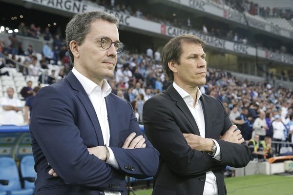 Jacques-Henri Eyraud et Rudi Garcia lors du match OM-Nice