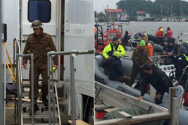 Les figurants et l'équipe de tournage déjà à pied d'oeuvre aux Pays-Bas.