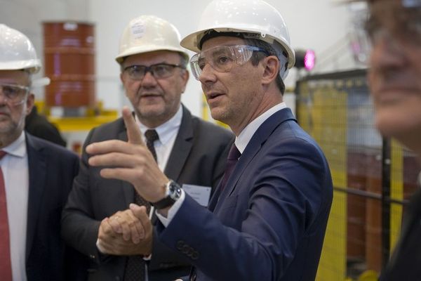 Benjamin Griveaux lors de l'inauguration du groupe Eramet "EcoTitanium" en septembre 2017 à Saint-Georges-de-Mons dans le Puy-de-Dôme.