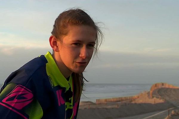 Camille Frammery, 18 ans, participe pour la première fois à l'Enduropale du Touquet.