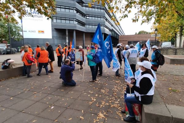 Une cinquantaine de manifestants devant le Conseil départemental.