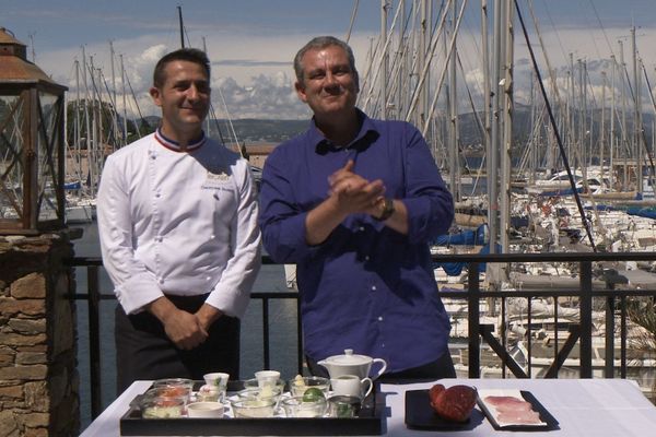 Frédéric Soulié et le chef M.O.F Christophe Pacheco sur l'ile des Embiez