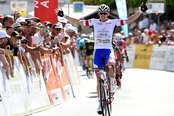 Arnaud Démare (Groupama-FDJ) vainqueur de la 2e étape du TPC à Melle (Deux-Sèvres)