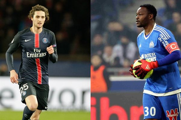 David Luiz, du PSG et Steve Mandanda, de l'OM.