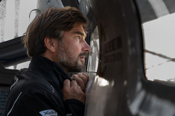 Le skipper de Malizia - Seaexplorer Boris Herrmann est photographié le 11 avril 2024 à Lorient