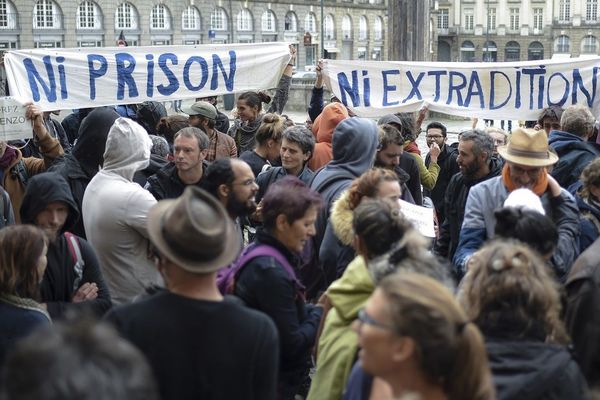 Manifestation de soutien pour Vincenzo Vecchi à Rennes le 14 août 2019