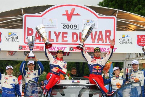 Sébastien et Séverine Loeb lors de leur victoire au rallye du Var en  2009.