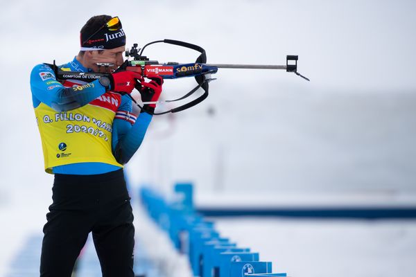 08 Février 2021, mondiaux de biathlon à Pokljuka (Slovénie) ; le Jurassien Quentin Fillon Maillet à l'entraînement.