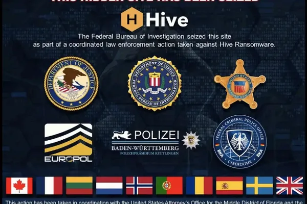 La page d'accueil où Hive affichait certaines victimes ayant refusé de céder au chantage a été remplacée par les logos du FBI, d’Europol ou la police du Baden-Württemberg.