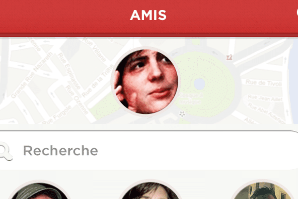 Vue partielle de l'application sur smartphone