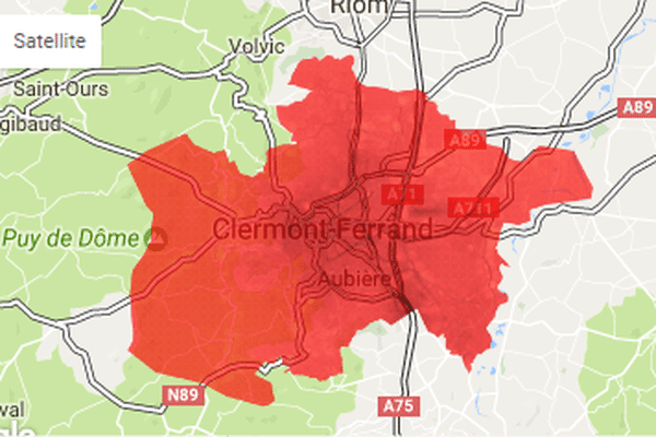 L'agglomération Clermontoise en rouge sur la carte de prévision de la qualité de l'air