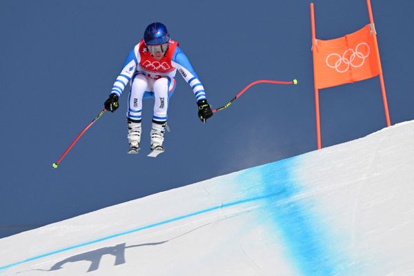 Alexis Pinturault sur la manche de descente du combiné des JO 2022, le 10 février 2022.