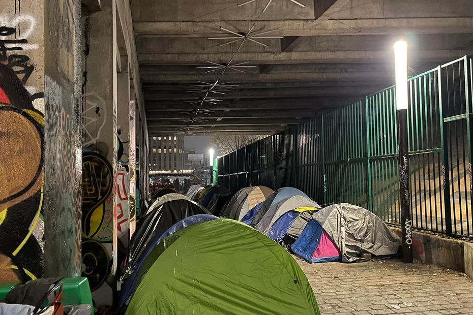 Evacuation of a migrant camp on the banks of the Ourcq canal in Pantin