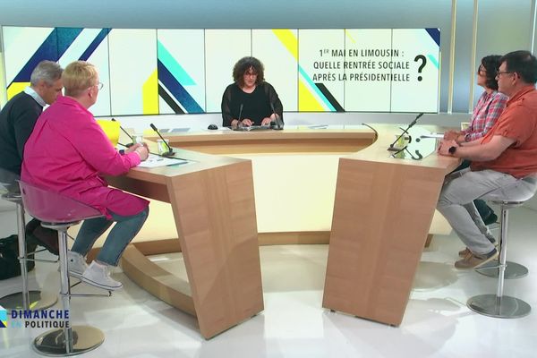 Annaïck Demars reçoit les représentants CFDT, CGT, FO et FSU sur le plateau de France 3 Limousin